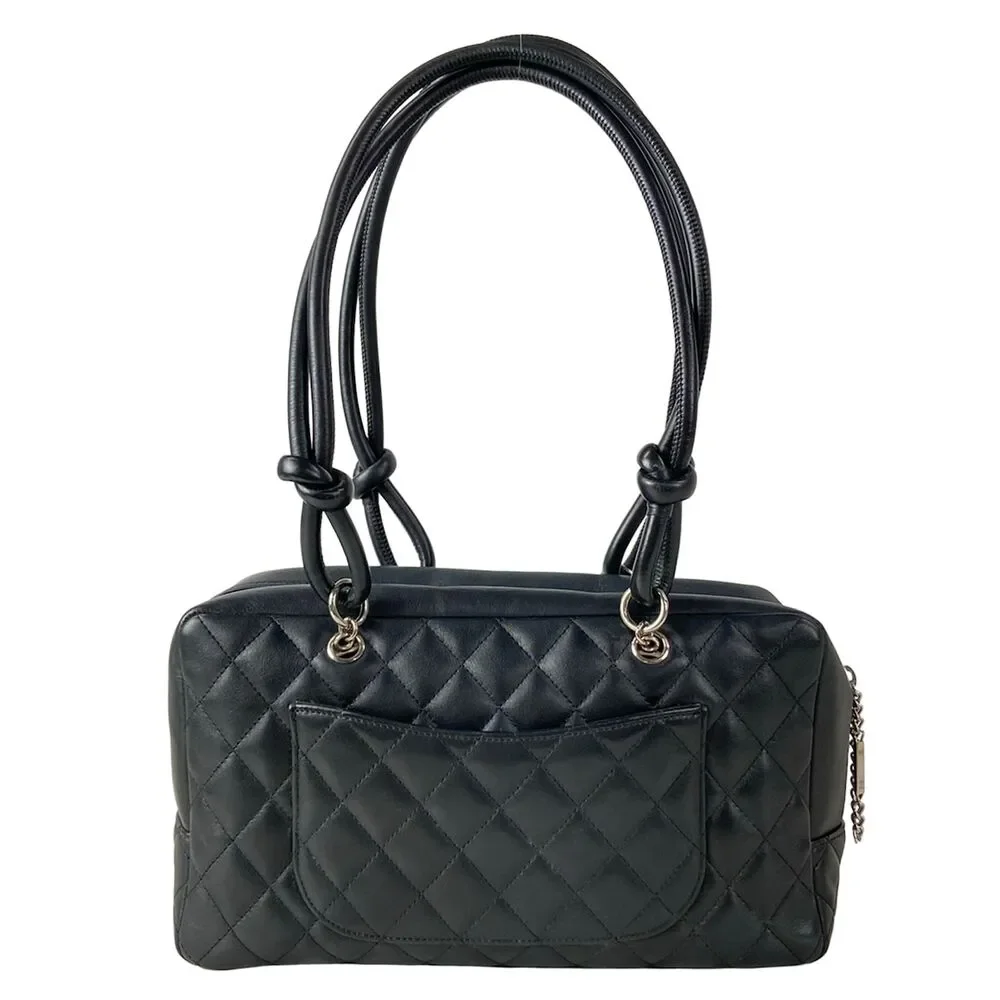 Chanel Cambon Line Bowling Bag Shoulder Bag A25171 Black White Lambskin Leather